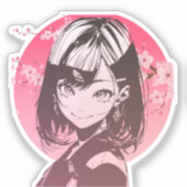 Anime-Mädchen stilvoller Aufkleber (Vorderseite)