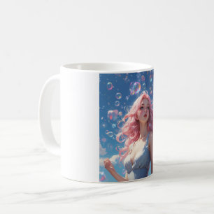 Anime-Mädchen-Tasse mit rosa Haaren - Traumhafte B Kaffeetasse