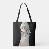 Anime-Mädchen-Tragetasche – Blauer Haarstil Tasche (Rückseite)
