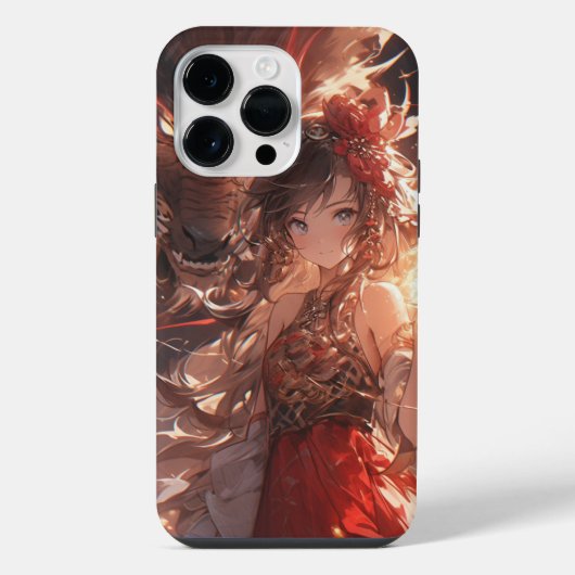 Anime-Mädchen und Drache iPhone Hülle (Rückseite)