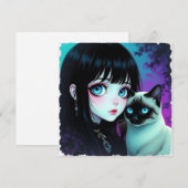 Anime-Mädchen und siamesische Katze Blank (Vorne/Hinten)