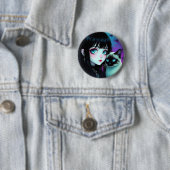 Anime-Mädchen und Siamkatze Button (Beispiel)