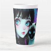  Anime-Mädchen und Siamkatze  Milchtasse (Vorderseite)