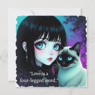 Anime-Mädchen und Siamkatzen-Zitat