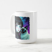 Anime-Mädchen und Siamkatzen-Zitat Kaffeetasse (Vorderseite Links)
