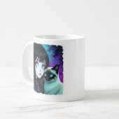 Anime-Mädchen und Siamkatzen-Zitat Kaffeetasse (Vorderseite Links)