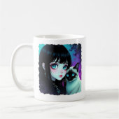 Anime-Mädchen und Siamkatzen-Zitat Kaffeetasse (Links)