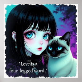 Anime-Mädchen und Siamkatzen-Zitat  Poster