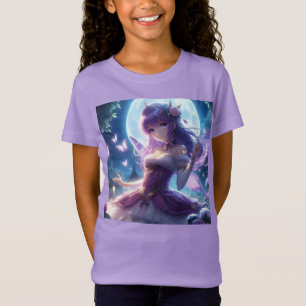 Anime-Mädchen Veilchen Schmetterlingsflügel Mond F T-Shirt