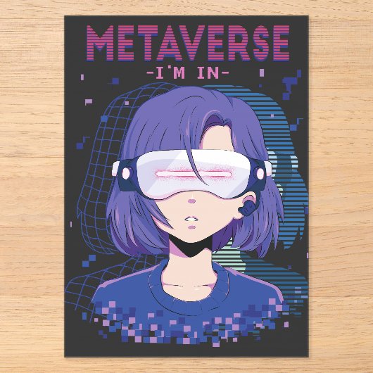 Anime-Mädchen Virtual Reality Brille Einladungen (Vorderseite)