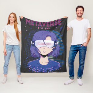 Anime-Mädchen Virtual-Reality-Brille Fleece-Decke Fleecedecke