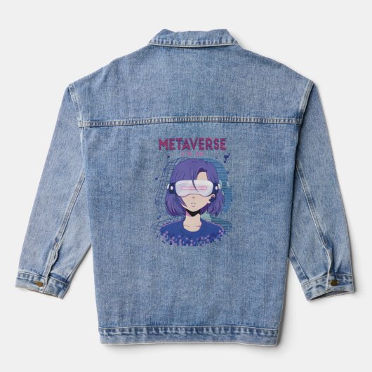 Anime-Mädchen Virtual-Reality-Brille Jeansjacke (Rückseite)