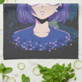 Anime-Mädchen Virtual-Reality-Brille Küchenhandtuc Geschirrtuch (Gefaltet)