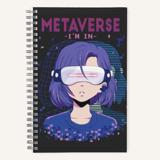 Anime-Mädchen Virtual-Reality-Brille Notizbuch (Vorderseite)