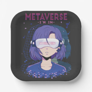 Anime-Mädchen Virtual-Reality-Brille Pappteller