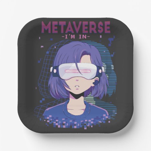 Anime-Mädchen Virtual-Reality-Brille Pappteller (Vorderseite)