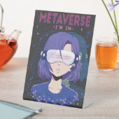Anime-Mädchen Virtual-Reality-Brille Podest-Schild Sockelschild (In Situ)