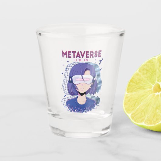 Anime-Mädchen Virtual-Reality-Brille Schnapsglas (Vorderseite)