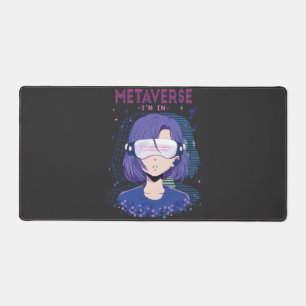 Anime-Mädchen Virtual Reality Brille Schreibtischu Schreibtischunterlage