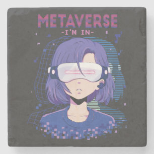 Anime-Mädchen Virtual-Reality-Brille Steinunterset Steinuntersetzer