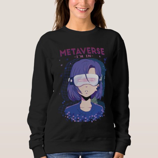 Anime-Mädchen Virtual-Reality-Brille Sweatshirt (Vorderseite)