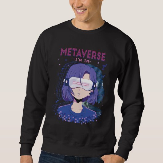 Anime-Mädchen Virtual-Reality-Brille Sweatshirt (Vorderseite)