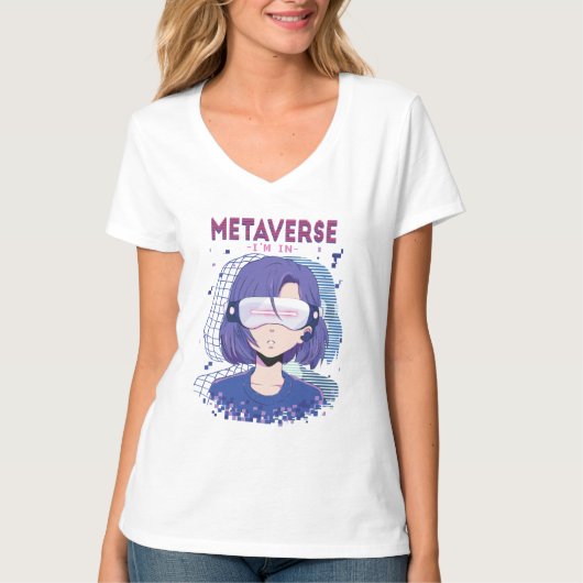 Anime-Mädchen Virtual-Reality-Brille T-Shirt (Vorderseite)