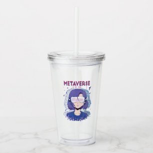 Anime-Mädchen Virtual-Reality-Brille Tumbler-Glas Acryltrinkbecher