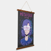 Anime-Mädchen Virtual-Reality-Brille Wandteppich Mit Holzrahmen (Gewinkelt)