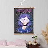 Anime-Mädchen Virtual-Reality-Brille Wandteppich Mit Holzrahmen (Schlafzimmer)