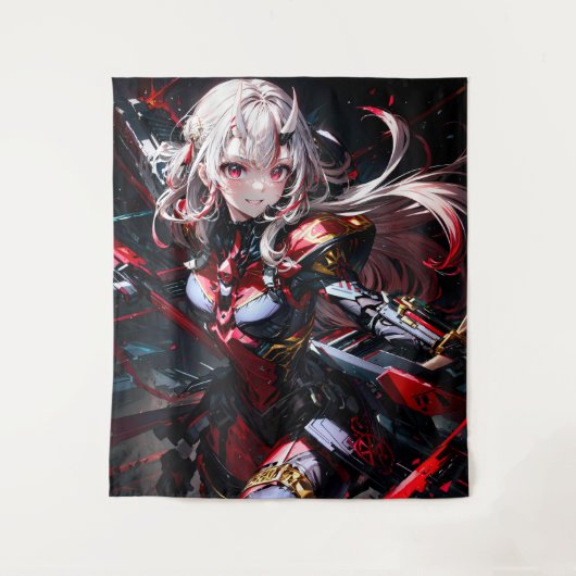 Anime-Mädchen Wandteppich (Vorderseite)