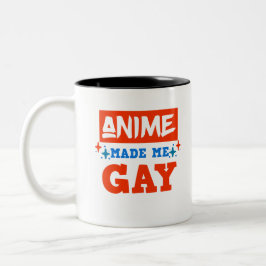 Anime Made Me Gay LGBTQ Otaku Manga Lover Zweifarbige Tasse
