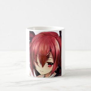 Anime magenta-haariges Mädchen magenta eyes Kaffee Kaffeetasse