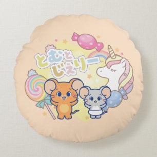 Anime Magical Candyland mit Jerry und Tuffy Rundes Kissen