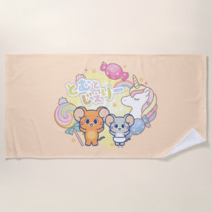 Anime Magical Candyland mit Jerry und Tuffy Strandtuch
