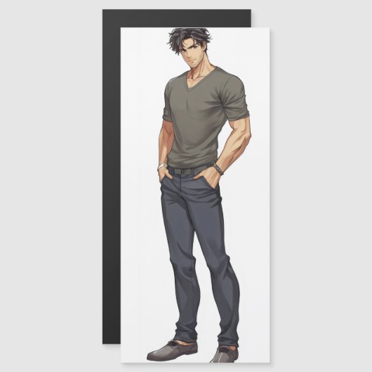 Anime Man Handsome Zaddy Magnetkarte (Vorne/Hinten)