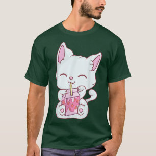 Anime Maneki Neko für Frauen Girls Kawaii Strawber T-Shirt