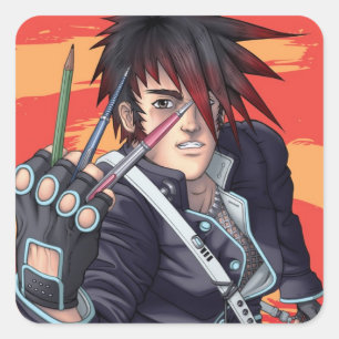 Anime Manga Artist Quadratischer Aufkleber