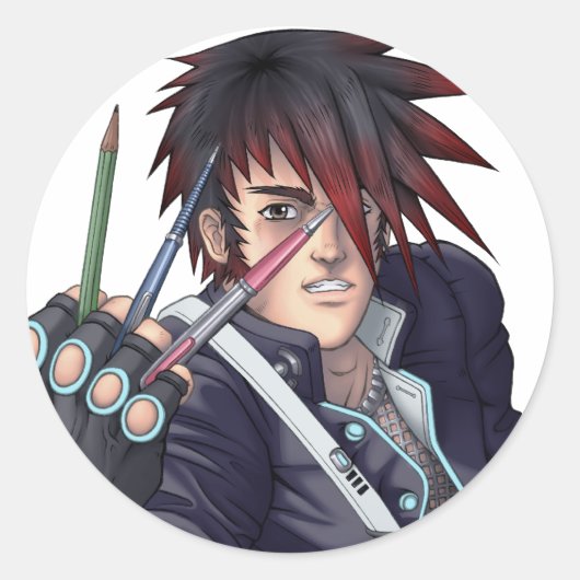 Anime Manga Artist Runder Aufkleber (Vorderseite)