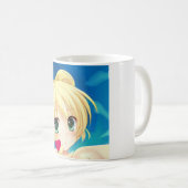 Anime Manga blond grün-mit Augen Mädchenherz Kaffeetasse (VorderseiteRechts)