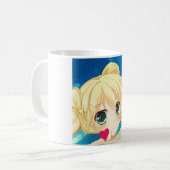 Anime Manga blond grün-mit Augen Mädchenherz Kaffeetasse (Vorderseite Links)