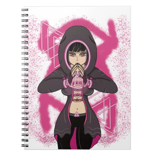 Anime Manga Computer Futuristic Hacker Cyberpunk Notizblock (Vorderseite)