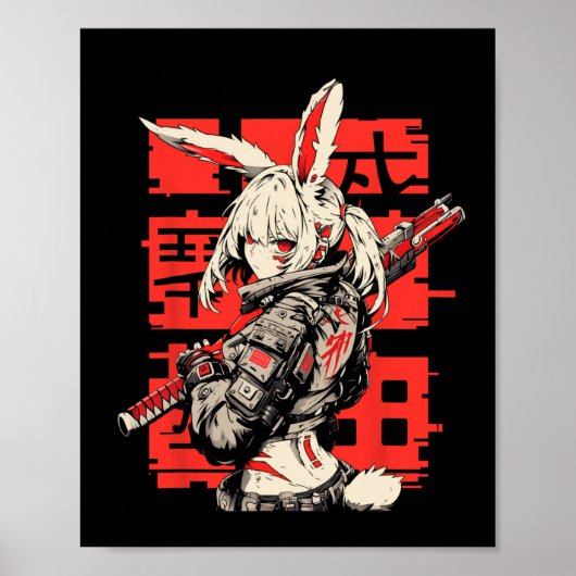 Anime Manga Cyberpunk Ästhetische Techwear Harajuk Poster (Vorne)