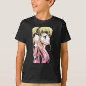 Anime Manga Girl Gradient Hair Yellow Pink T-Shirt (Vorderseite)