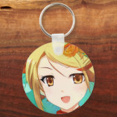 Anime Manga glückliches Mädchen blonde gelbe Augen Schlüsselanhänger (Vorderseite)
