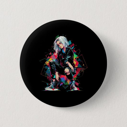 Anime Manga Graphic Polygon Art Anime Button (Vorderseite)