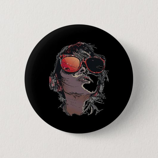 Anime Manga Graphic Sunglasses Art Anime Button (Vorderseite)