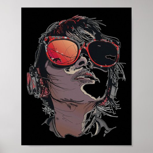 Anime Manga Graphic Sunglasses Art Anime Poster (Vorne)