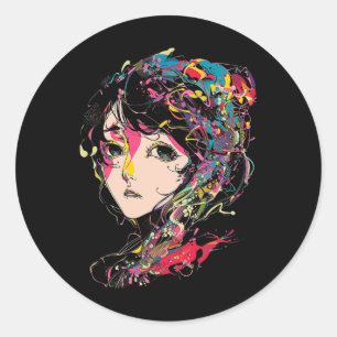 Anime Manga Motif Farbige Illustration Anime 1 Runder Aufkleber