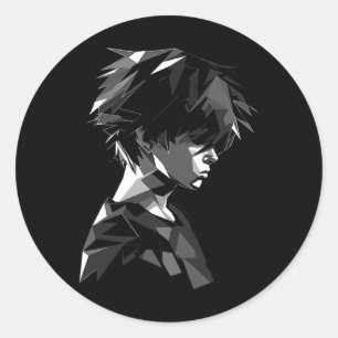 Anime Manga Motif Polygon Artwork Anime Runder Aufkleber